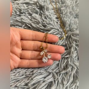 24k Gold Plated, Non-tarnish and Hypoallergenic Cherry Necklace with 17.5” Chain